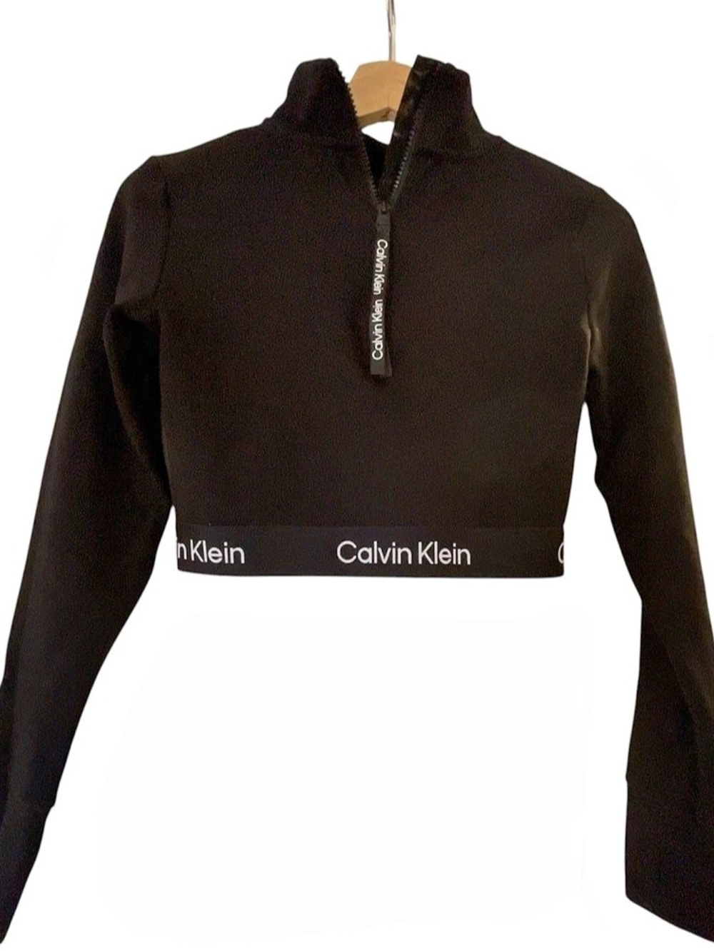 Calvin Klein Black Cropped Quarter-Zip Top Like New